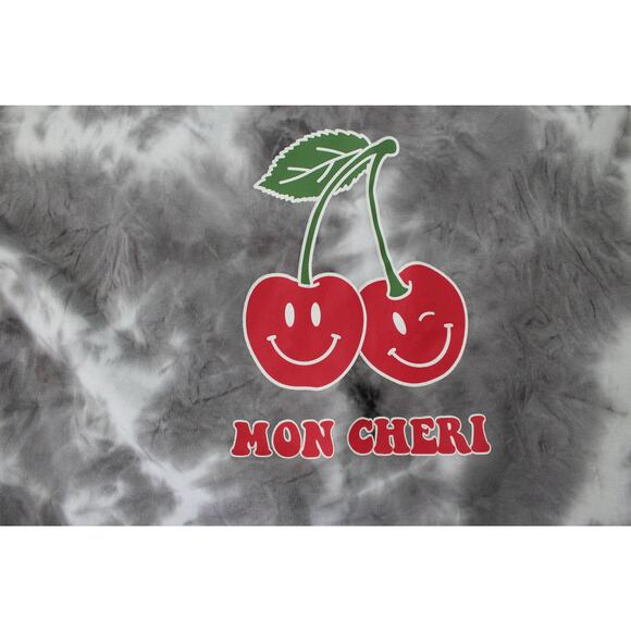 Justify Mon Cheri Tie Dye Cherry Hoodie Size L Gray Black Smiley Face Print - Picture 4 of 7